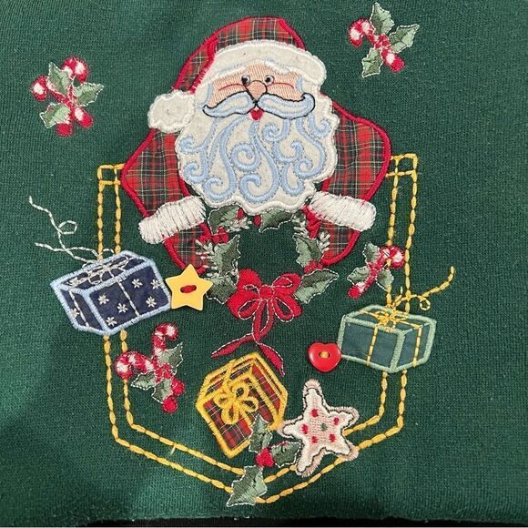 Vintage Embroidered Santa Crewneck Sweatshirt Women’s XL - Picture 2 of 3